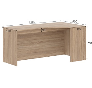 Стол эргономичный правый (усиленный) SIMPLE 160x90 см, дуб сонома светлый